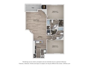 B3_2Bed_2Bath_1035 Sq Ft - The Quarry Apartments