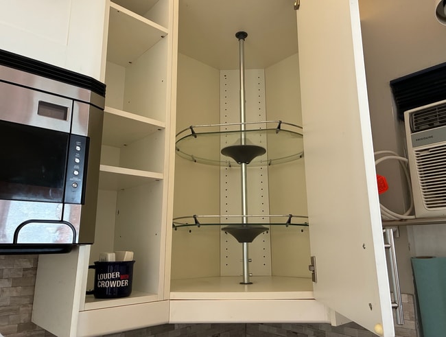 Cabinets with handy organizer components. - 3580 Colonial Ave