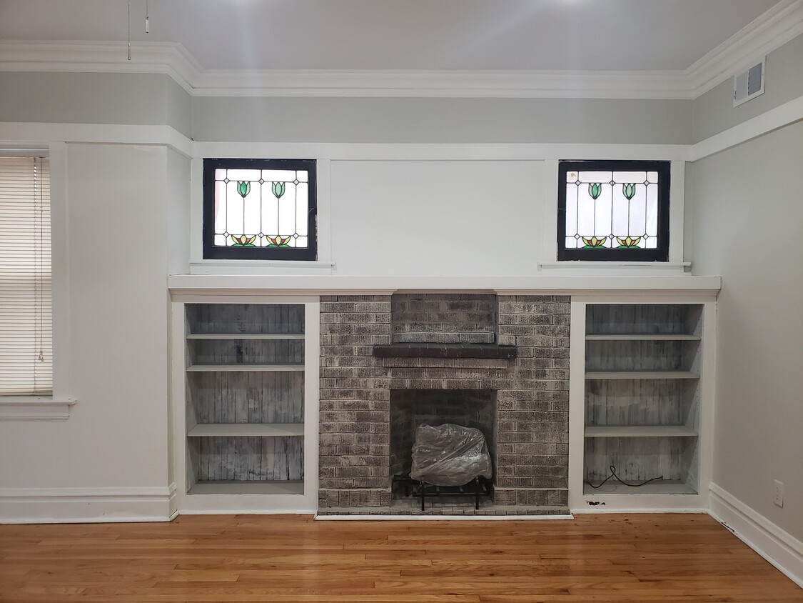 Living room- build in fireplace - 3811 N Central Park Ave