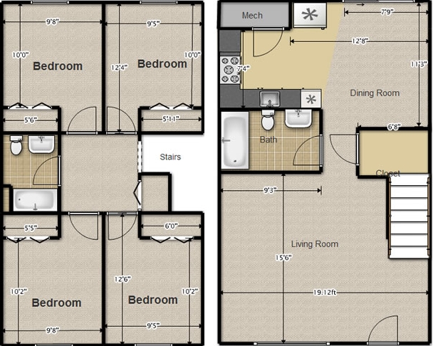 4BR/2BA - Trio Townhomes