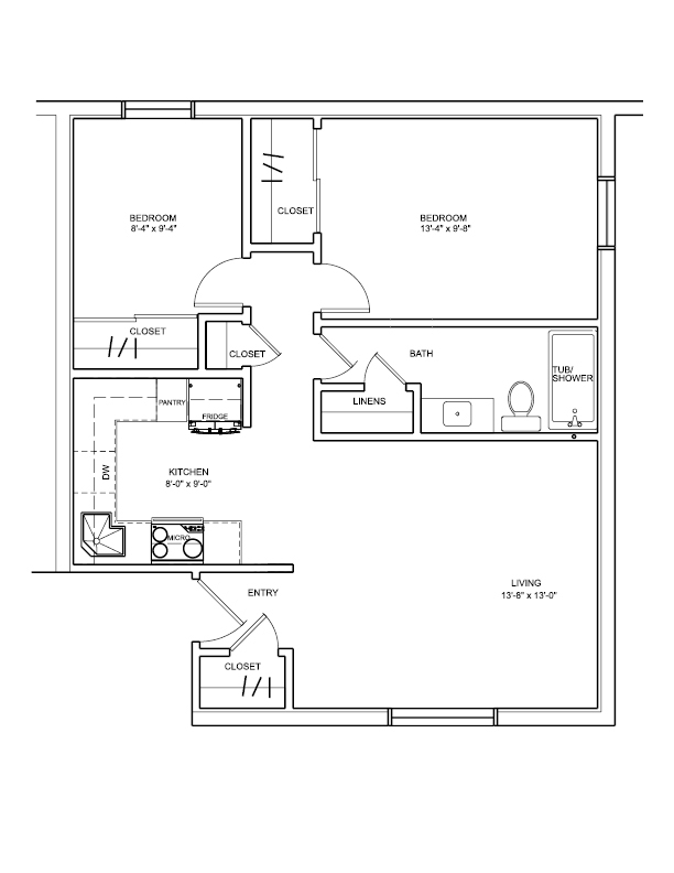 Apartment A Floor Plan - 82 Riverview Dr