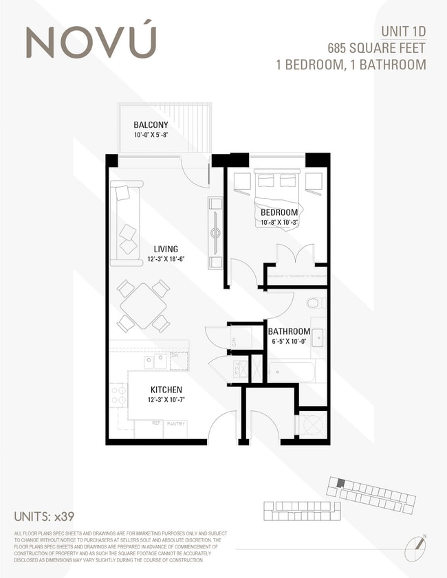 Plano de planta - Novu Apartments