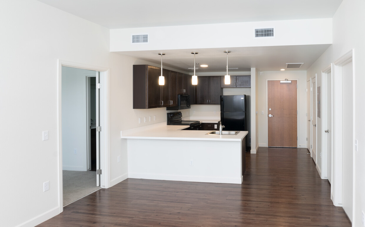 Cocina y sala de estar - Ash Street Apartments