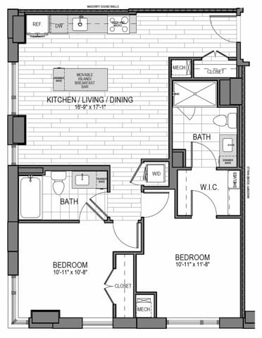 Unit 920-2020 Floor Plan - Rosslyn Towers