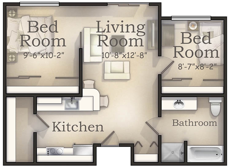 2HAB/1BA - Willamette Court Apartments