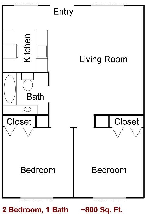 2BR/1BA - Fontana Apartments