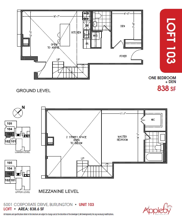 Plano de planta Loft 103 - 5001 Corporate Dr