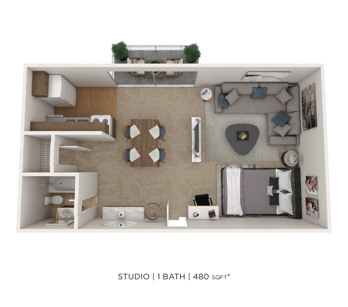 Solon Club Apartment Homes – Studio- 480 sqft