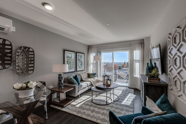 Lux Apartments have spacious living rooms and most units include a private balcony or patio to enjoy the beautiful Pacific Northwest outdoors - Lux