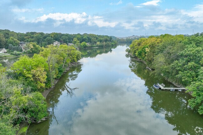 Five Islands Park water view tree lined.