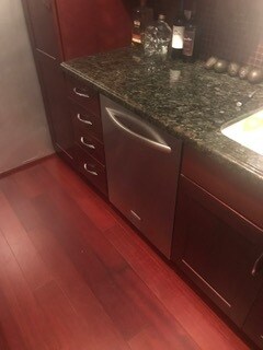 Stainless steel dishwasher and rosewood floor - 1861 Pandora Ave