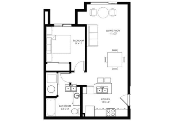 1x1 Plan B - Residences on First Apartments