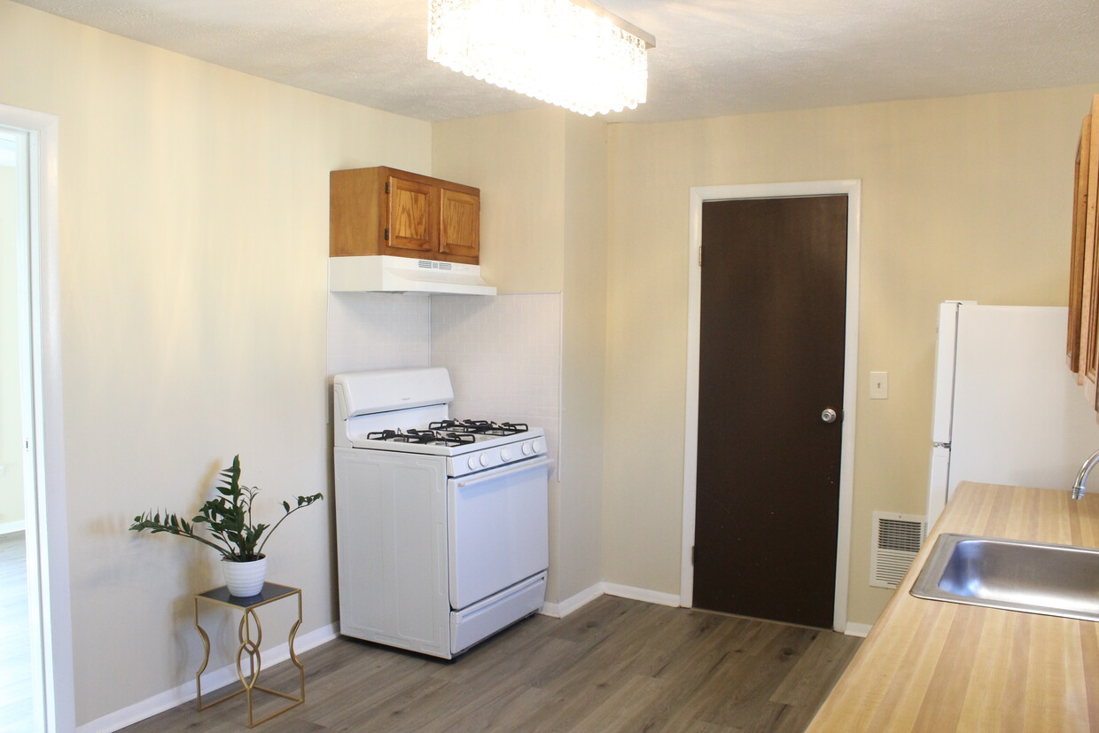 Kitchen view from the top of the entry stairs. - 377 Scio St