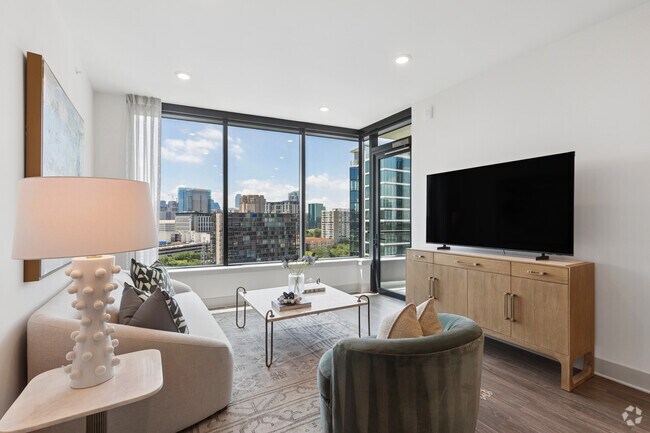 B7 2.5 habitaciones, 2 baños - 1,505 pies cuadrados - Sala de estar - Parkview Turtle Creek by Hanover