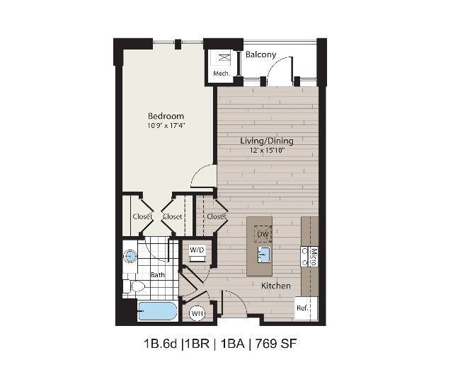 1B.6d 1BD/1BA 769 SF - ICON Residences at The Rotunda Apartments