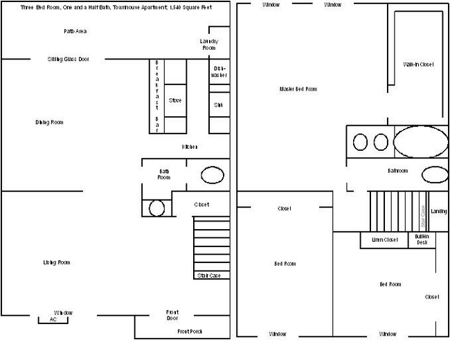 WES Plano de planta de la casa adosada de tres habitaciones.JPG - Westmount Apartments