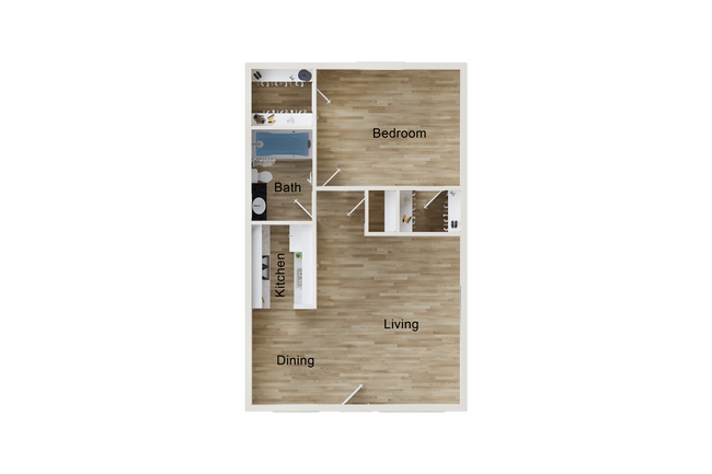 1 Bedroom 2D.png - Claridge Apartments