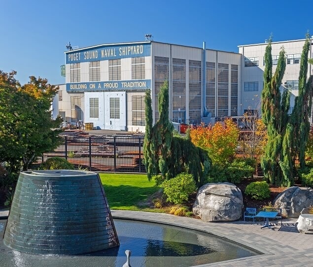 The historic Puget Sound Naval Shipyard covers 179 acres