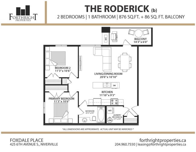 Foxdale - Floorplans - Apartment - 2 Bed - Roderick (b) - Foxdale Place