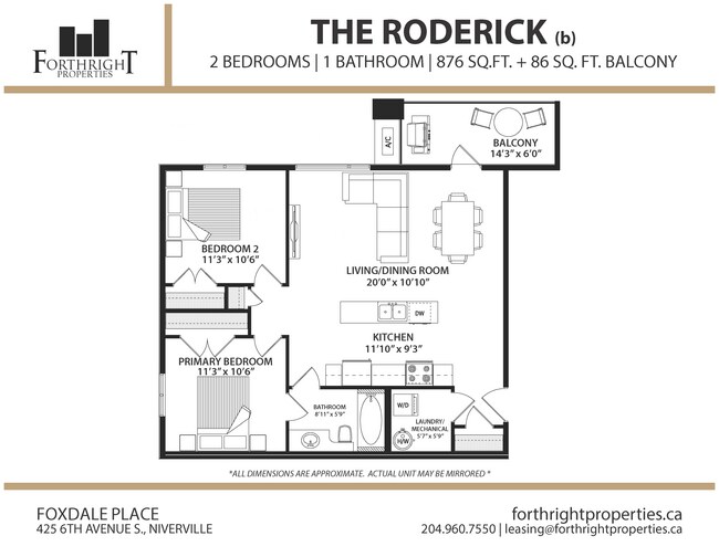 Foxdale - Plans d'étage - Appartement - 2 chambres - Roderick (b) - Foxdale Place