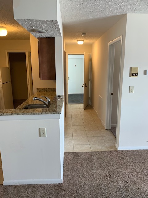 Looking at front door of 2172 and entry hallway- kitchen on left - 2172 Hedgerow Rd