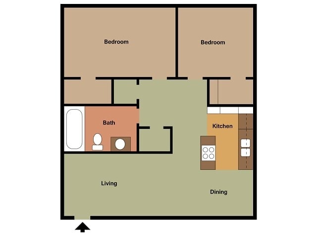 Floorplan 2 Bed x 1 Bath - Monterrey Vista