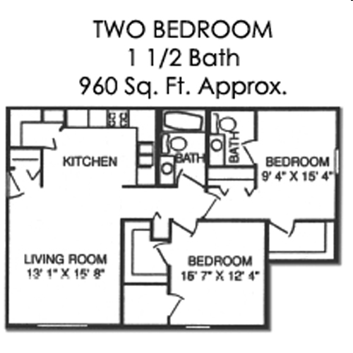 2BR/1.5BA - Glenbrook Apartments