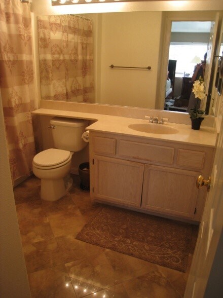 bathroom with marble floors and closet - 245 Arbor Way