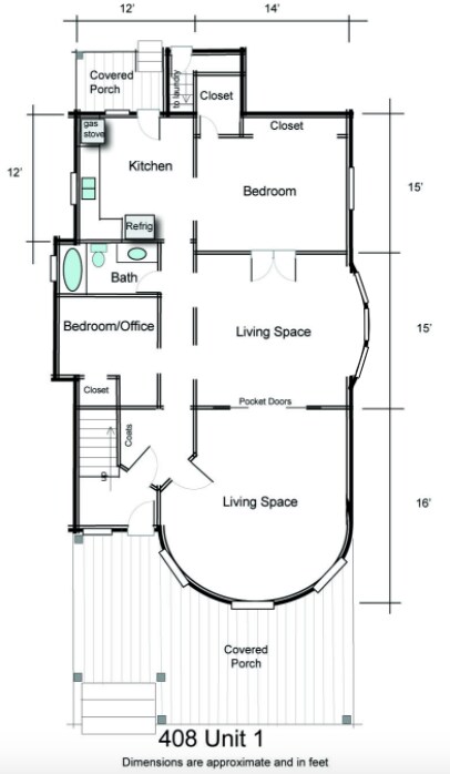 Unit 1 Floor Plan - 408 W Healey St