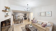 Located at 5500 St Marys Rd in Columbus, Georgia, this single-story, one-bedroom, one-bathroom unit offers a well-designed layout that maximizes functionality. The open-concept living and dining area flows seamlessly into the kitchen, creating a cohesive and welcoming space. Light wood-style flooring runs throughout, brightening the interior and lending a clean, modern aesthetic. A stylish chandelier anchors the combined living and dining zone, while a front-facing window allows natural light to fill the room.

The kitchen is equipped with stainless steel appliances, including a full-size refrigerator, electric range, and over-the-range microwave. Gray shaker-style cabinetry provides ample storage, complemented by light countertops and a single-basin sink. The adjacent dining area comfortably accommodates a small table and chairs.

The bedroom is a comfortable retreat featuring light-toned walls, a window with blinds and drape panels, and a double-door closet offering generous storage. The full bathroom includes a tub/shower combination with a curtain enclosure.

A dedicated laundry room houses a full-size washer and dryer alongside a water heater, adding notable convenience. Floating wall shelves in the living area and neutral wall tones throughout contribute to a cohesive, move-in-ready feel.