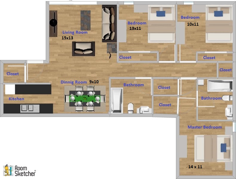 Tres habitaciones - La Finca Apartments