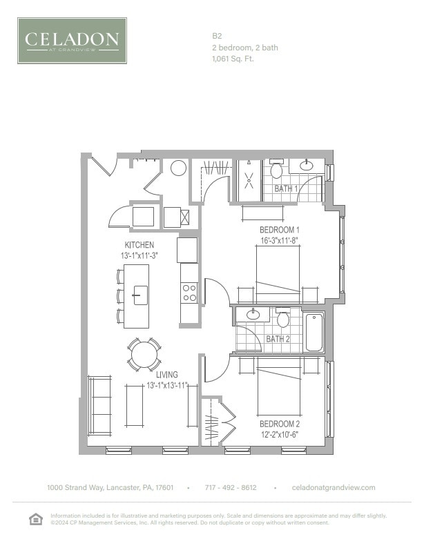 B2 Floor Plan - Celadon at Grandview Apartment Homes