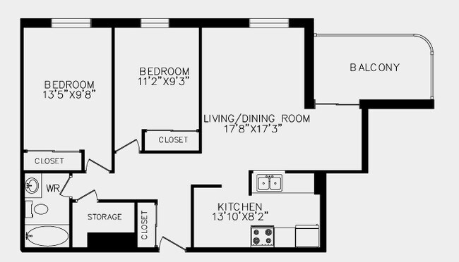2 chambres/1 salle de bain - William A. Villano Building