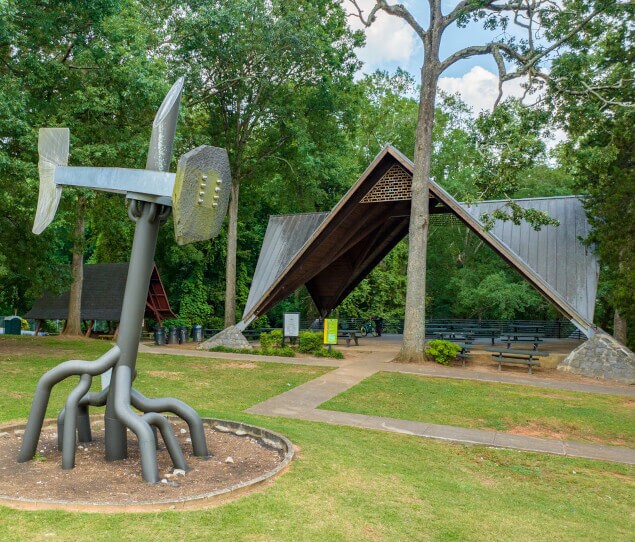 Anchored Sail sculpture in South Bend Park