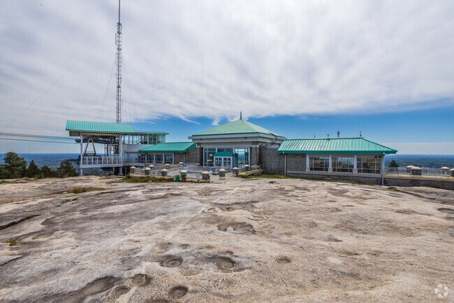 Stone Mountain Park's SkyRide station sits atop of the massive granite monument.