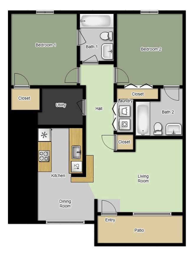 Apartamento de 2 habitaciones en la primera planta. - South Rock Apartments