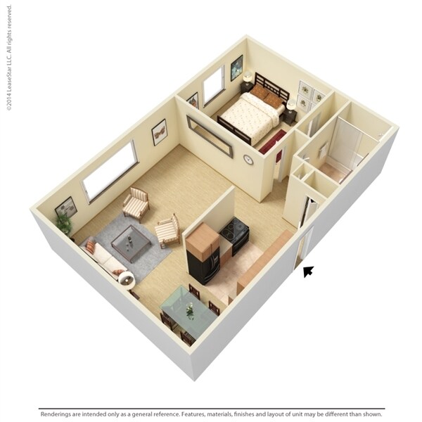 Westbrook Village – 1 Bed 1 Bath Style G (without balcony)