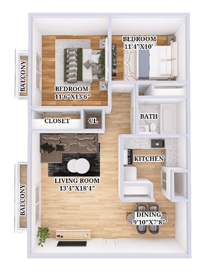 The Peak Apartments and Townhomes – Renovated 2 Bed 1 Bath Flat