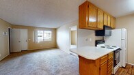 Located on Sea Vale Street in Chula Vista, California, this single-story unit offers a practical and well-organized layout with a cohesive design throughout. The living area is generously sized, featuring plush carpeting and neutral warm-beige walls that create a welcoming atmosphere. A textured ceiling adds subtle visual interest, while a large window allows natural light to fill the space and provides views of the surrounding community, including glimpses of a pool area and landscaped greenery.

The kitchen is positioned adjacent to the living area and features warm-toned oak cabinetry with ample upper and lower storage, light-colored countertops, and a peninsula that separates the kitchen from the living space. Wood-style flooring runs through the kitchen, complementing the cabinetry. A standard range and refrigerator are included.

The bedrooms are carpeted and finished with the same neutral palette seen throughout. One bedroom features a closet and a window overlooking the community exterior, providing natural light and outdoor views. A thermostat is conveniently located within the bedroom.

The bathroom is equipped with a wide, speckled countertop vanity, an undermount sink with a brushed nickel faucet, and a large mirror with bright overhead lighting. A towel bar and access to an adjoining space complete the bathroom's functional design.