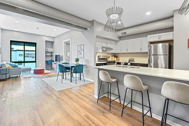 2 Bedroom Apartment Kitchen & Living Room - North Side Yard