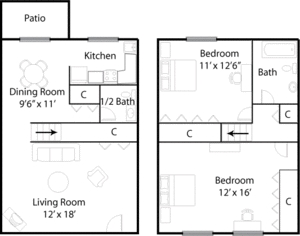 2 Bdrm 1½ Bath - Townhouse - Wellington Court