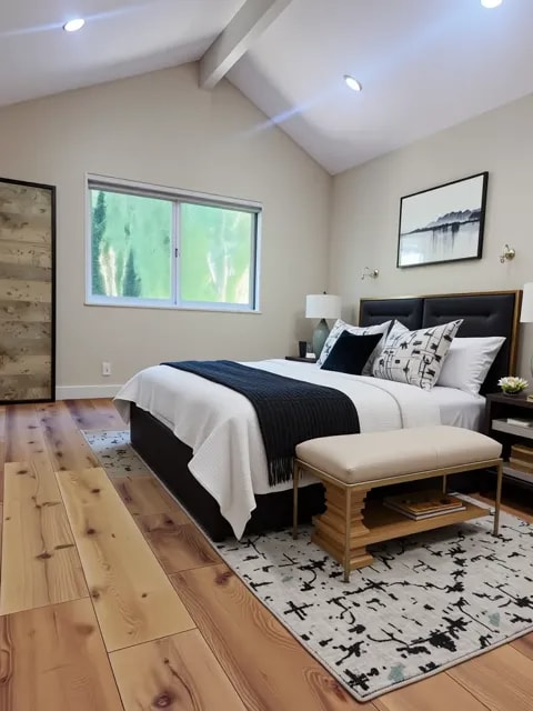 Virtually Staged Primary Bedroom - 4627 Rousillon Ave