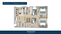 2 BEDROOM 1 BATH