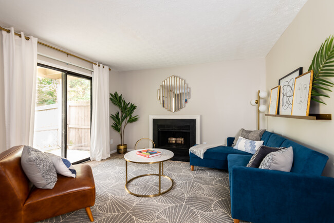 Living Room with Fireplace - Fairway Lakes