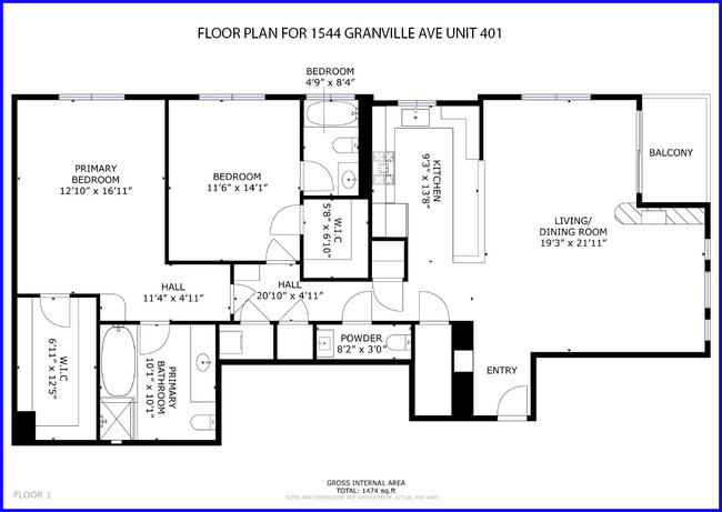 Plano de planta - 1544 Granville Ave