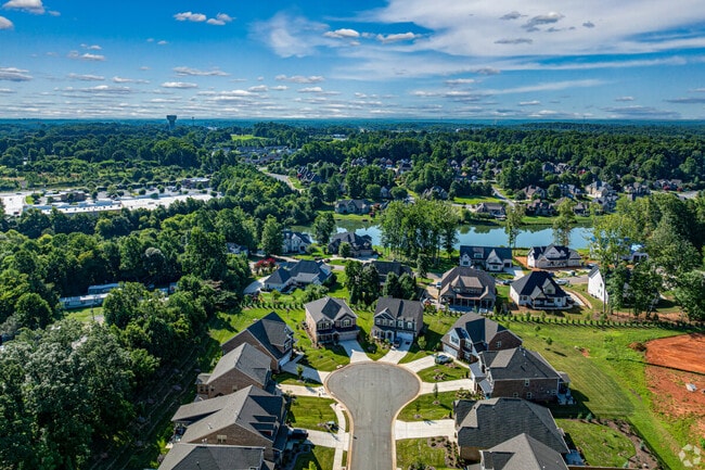 An aerial view of Burlington shows residential neighborhoods.