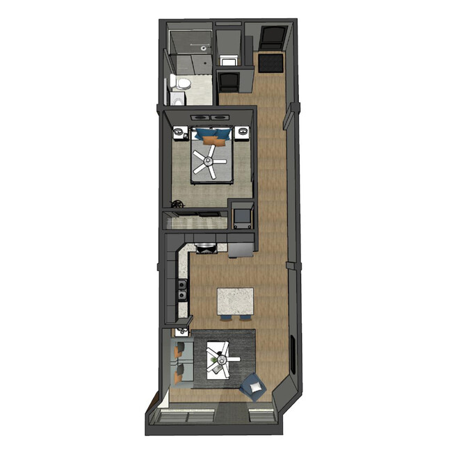 William A: 1 habitación x 1 baño Plano de planta de los apartamentos en Depot Square Flats, Batesville, Indiana, 47006 - Depot Square Flats