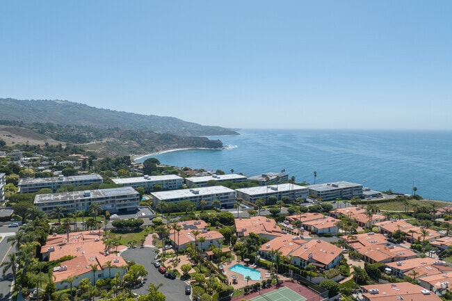 Aerial of ocean views in Rancho Palos Verdes California.