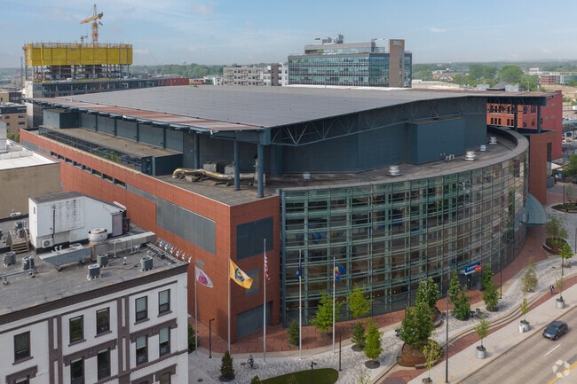 Entrance to Van Andel Arena on Fulton St is a hockey stadium as well as concert venue.