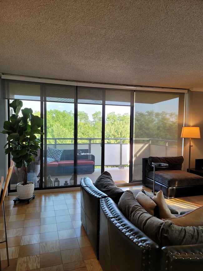 Living room and balcony view - 5225 Pooks Hill Rd